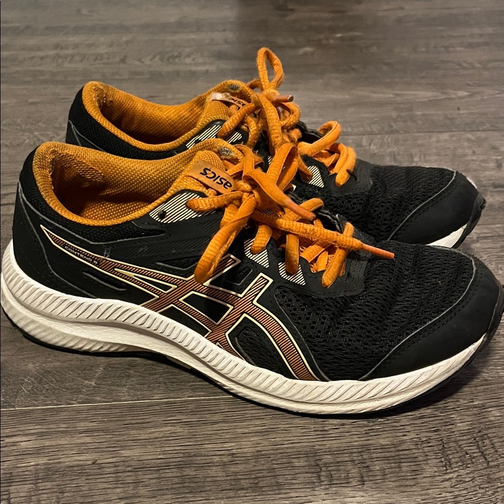 Asics Kids Black and Orange Running Sneakers